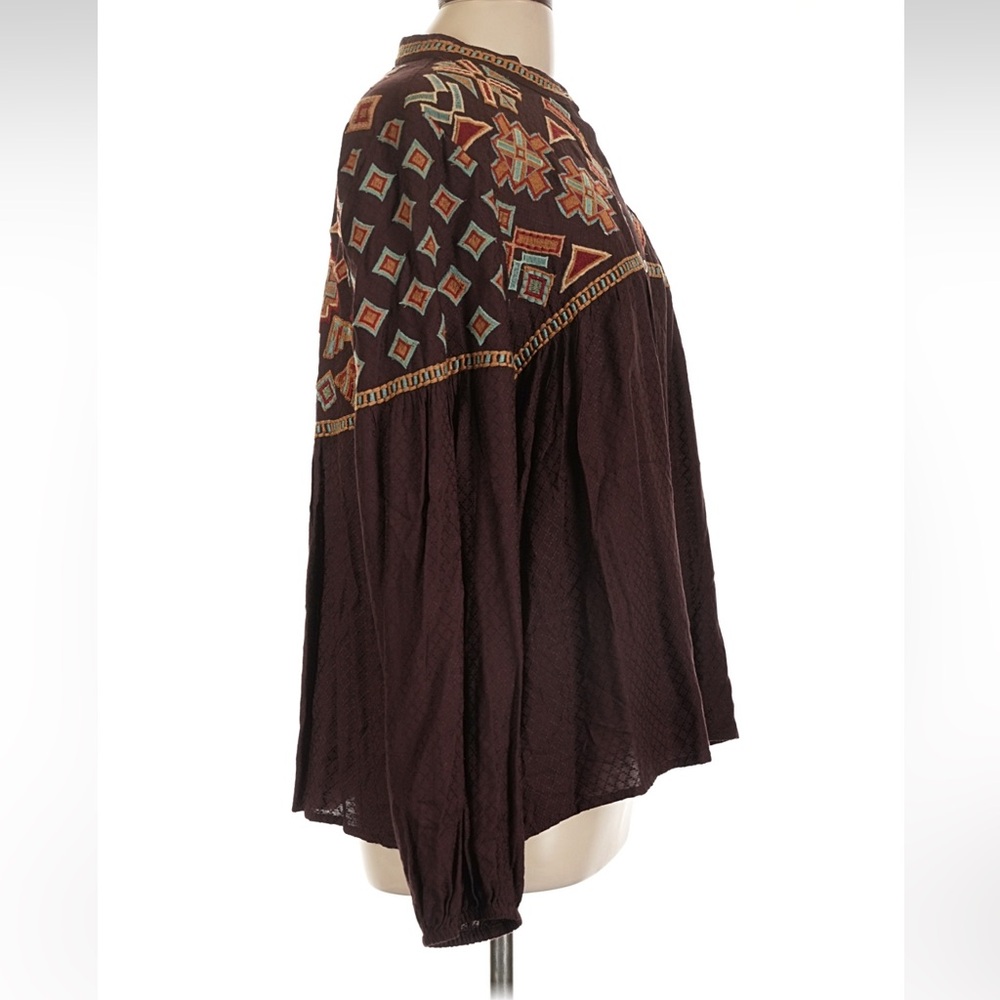 Double D Ranch Dark Brown Embroidered Thunderbird Blouse Yellowstone Ranch Rodeo - Picture 4 of 7